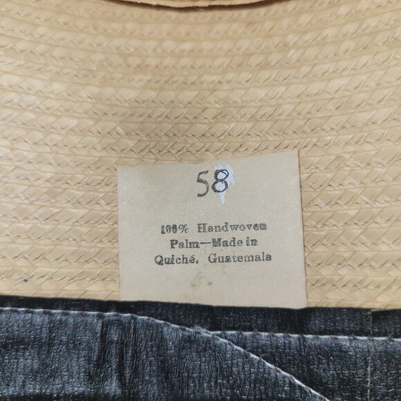 Vntg Mens Palm Leaf Hat Handcrafted Woven From Palm Leaves Maya Quiche Indians - Picture 4 of 7